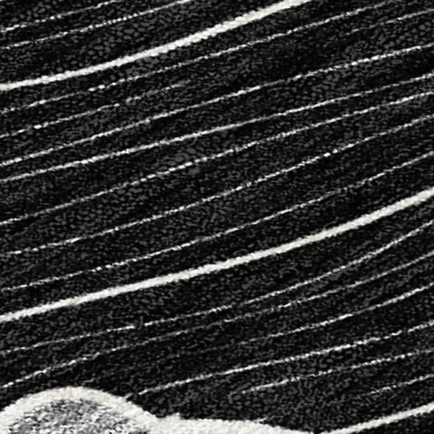 Black And Ivory Floral Washable Indoor Outdoor Area Rug Photo 1