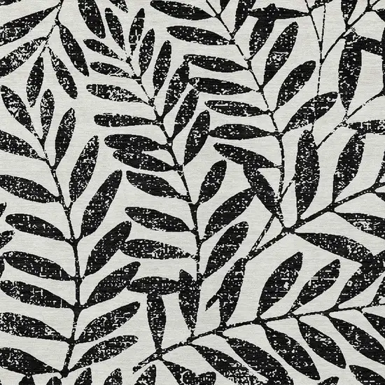 Black And Ivory Floral Washable Indoor Outdoor Area Rug Photo 6