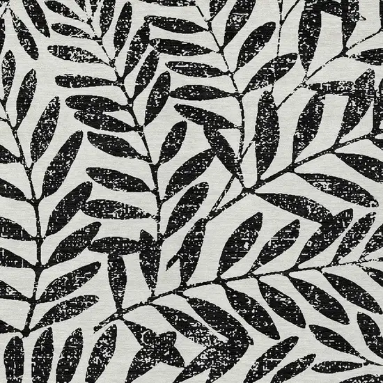 Black And Ivory Floral Washable Indoor Outdoor Area Rug Photo 6