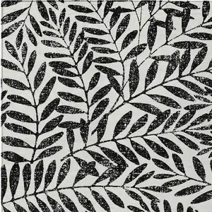 Photo of Black And Ivory Floral Washable Indoor Outdoor Area Rug