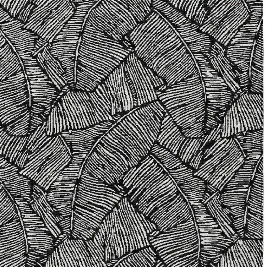 Black And Ivory Floral Washable Indoor Outdoor Area Rug Photo 7