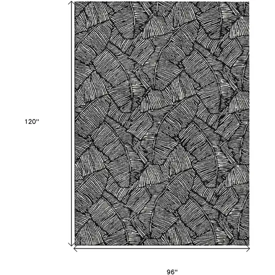 Black And Ivory Floral Washable Indoor Outdoor Area Rug Photo 3