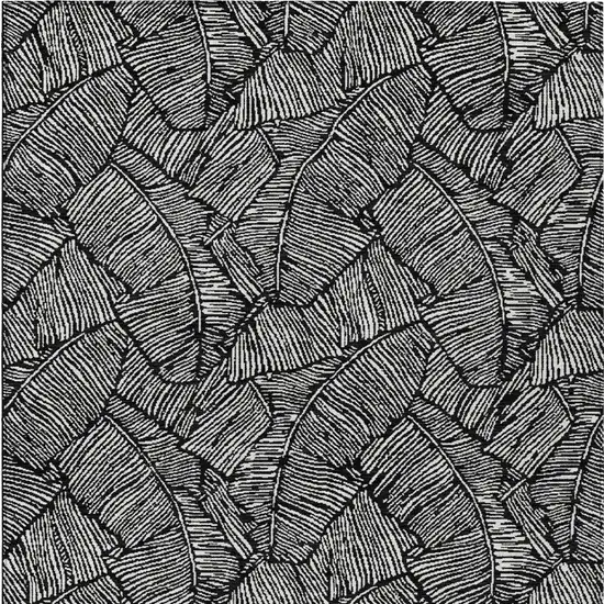 Black And Ivory Floral Washable Indoor Outdoor Area Rug Photo 8