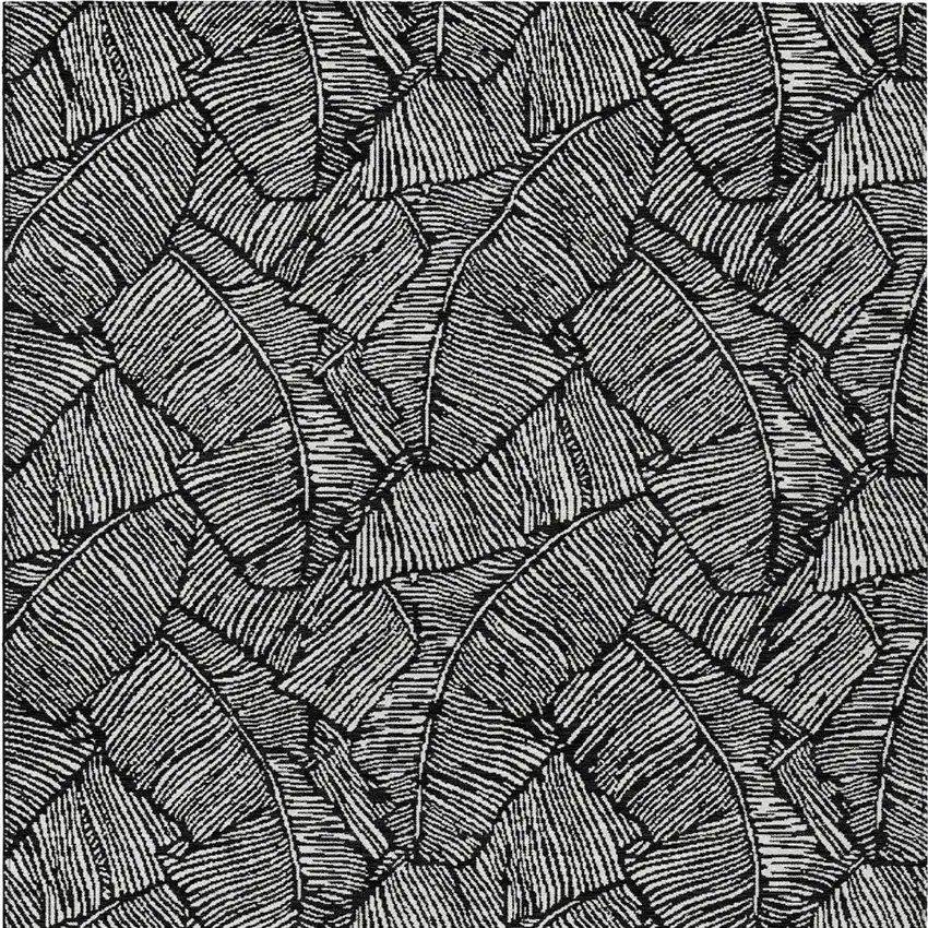 Black And Ivory Floral Washable Indoor Outdoor Area Rug Photo 8