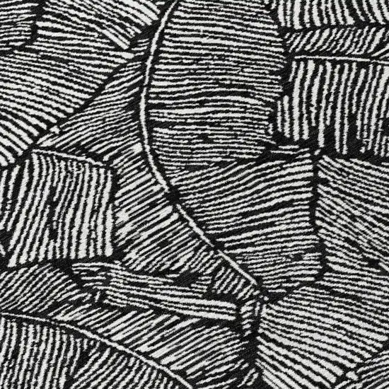 Black And Ivory Floral Washable Indoor Outdoor Area Rug Photo 6