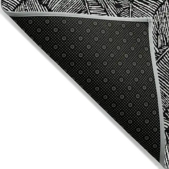 Black And Ivory Floral Washable Indoor Outdoor Area Rug Photo 4