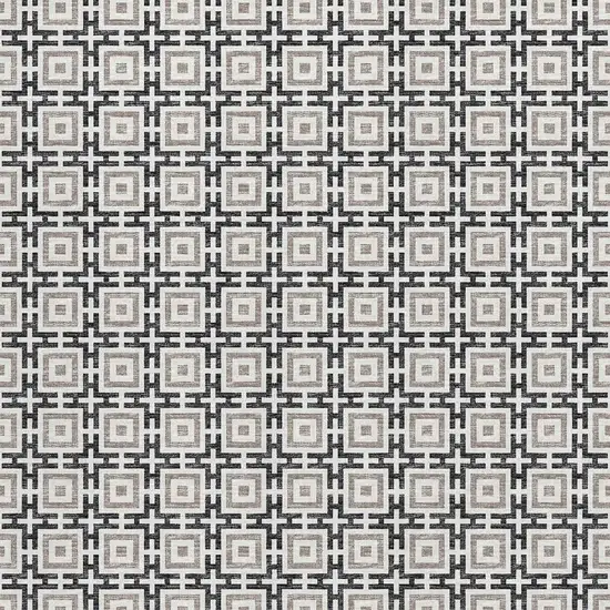 Black And Ivory Geometric Washable Area Rug With UV Protection Photo 5