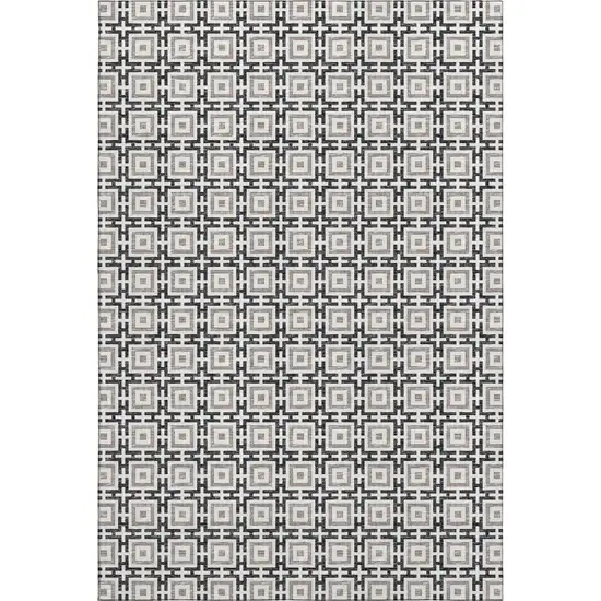 Black And Ivory Geometric Washable Area Rug With UV Protection Photo 2