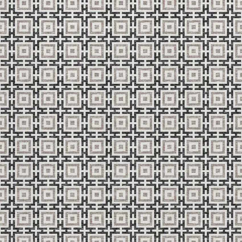 Black And Ivory Geometric Washable Area Rug With UV Protection Photo 5