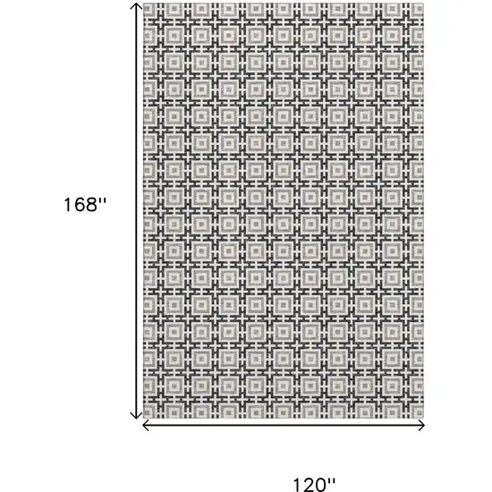 Black And Ivory Geometric Washable Area Rug With UV Protection Photo 3