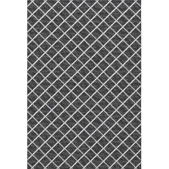 Black And Ivory Geometric Washable Area Rug With UV Protection Photo 4