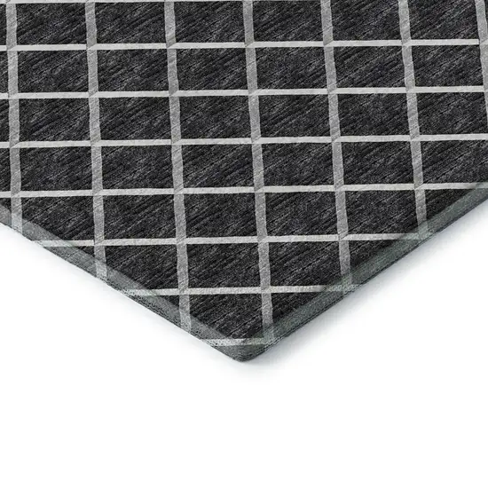 Black And Ivory Geometric Washable Area Rug With UV Protection Photo 8