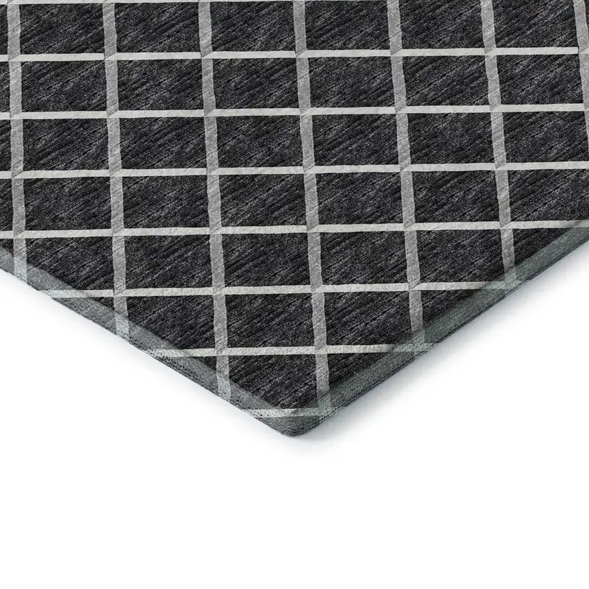 Black And Ivory Geometric Washable Area Rug With UV Protection Photo 7