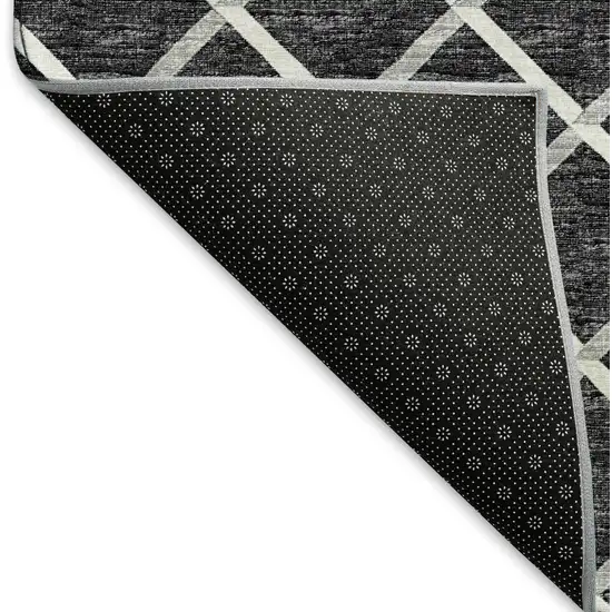 Black And Ivory Geometric Washable Area Rug With UV Protection Photo 6