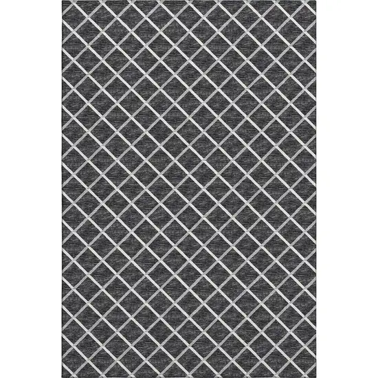 Black And Ivory Geometric Washable Area Rug With UV Protection Photo 2
