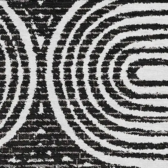Black And Ivory Geometric Washable Area Rug With UV Protection Photo 4