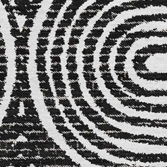 Black And Ivory Geometric Washable Area Rug With UV Protection Photo 1