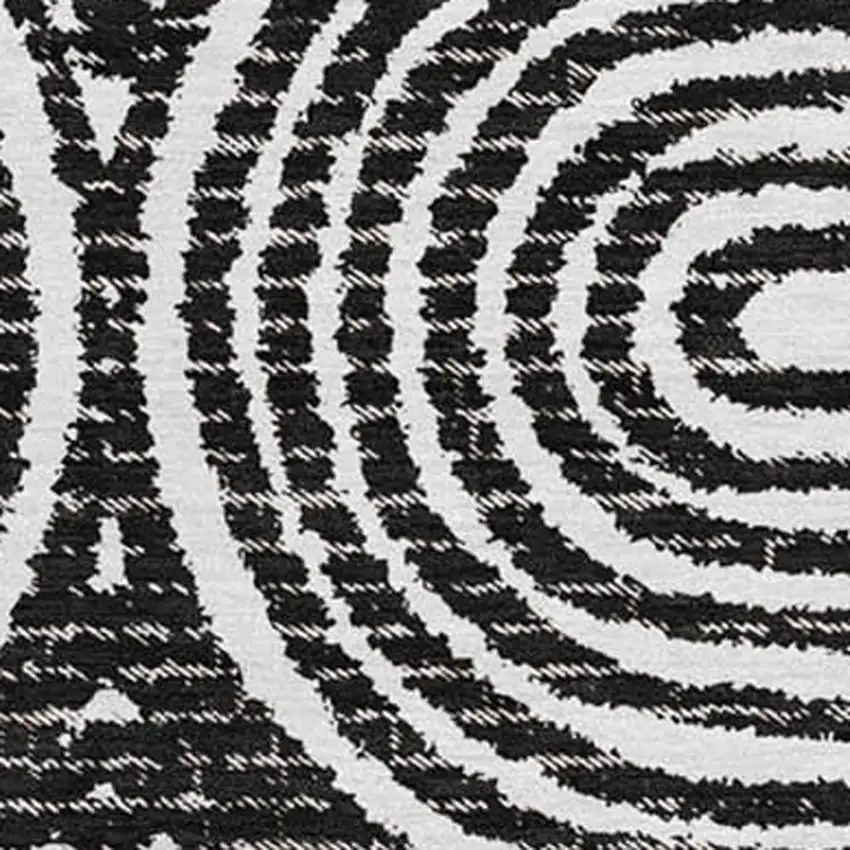 Black And Ivory Geometric Washable Area Rug With UV Protection Photo 1