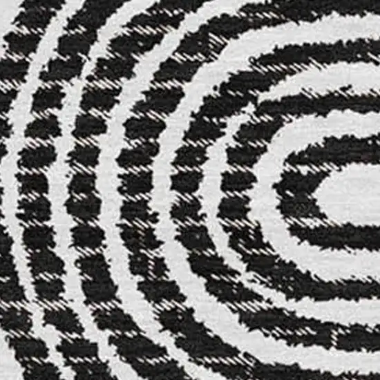 Black And Ivory Geometric Washable Area Rug With UV Protection Photo 3