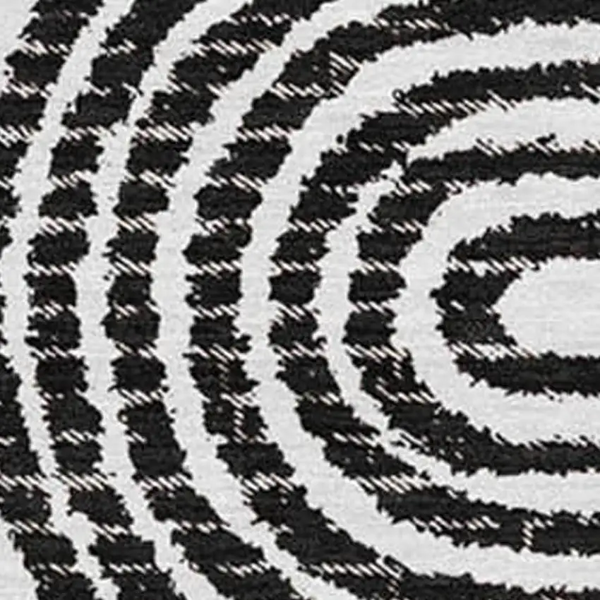 Black And Ivory Geometric Washable Area Rug With UV Protection Photo 3