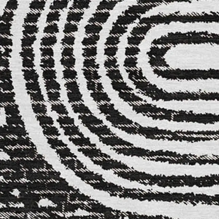 Black And Ivory Geometric Washable Area Rug With UV Protection Photo 3