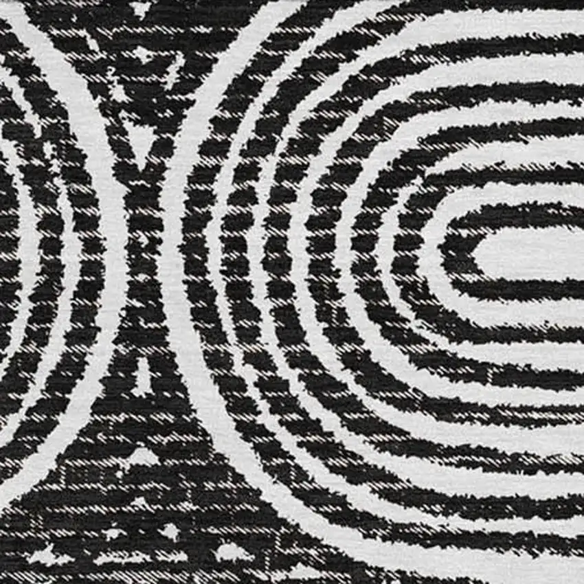 Black And Ivory Geometric Washable Area Rug With UV Protection Photo 4