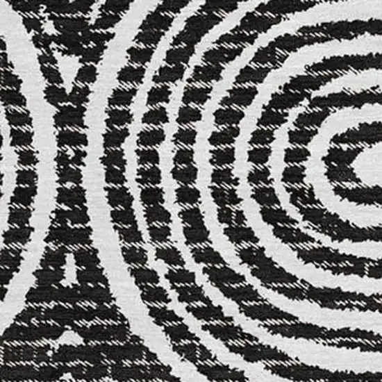 Black And Ivory Geometric Washable Area Rug With UV Protection Photo 3