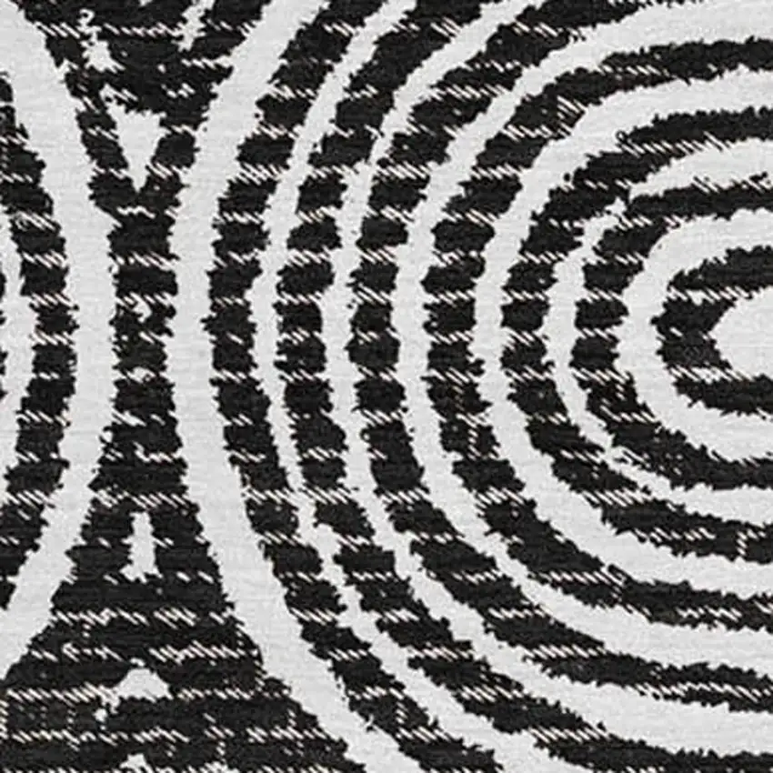 Black And Ivory Geometric Washable Area Rug With UV Protection Photo 3