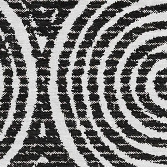 Black And Ivory Geometric Washable Area Rug With UV Protection Photo 3