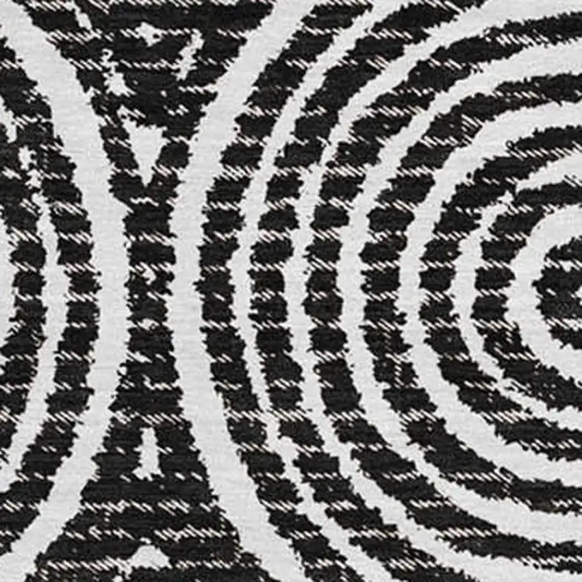 Black And Ivory Geometric Washable Area Rug With UV Protection Photo 3