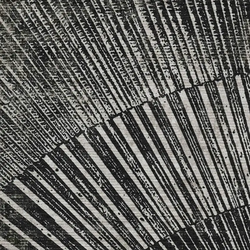 Black And Ivory Geometric Washable Area Rug With UV Protection Photo 3