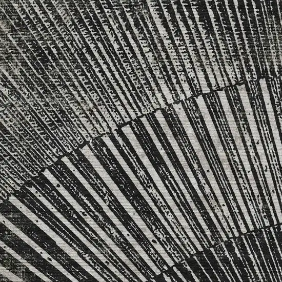 Black And Ivory Geometric Washable Area Rug With UV Protection Photo 3