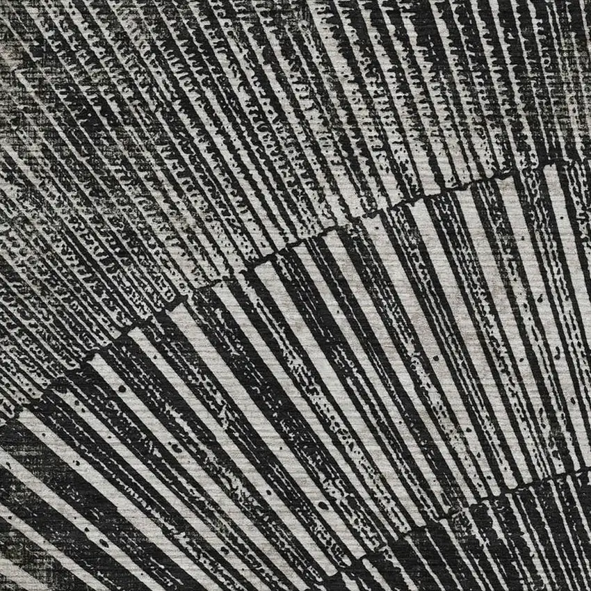 Black And Ivory Geometric Washable Area Rug With UV Protection Photo 3