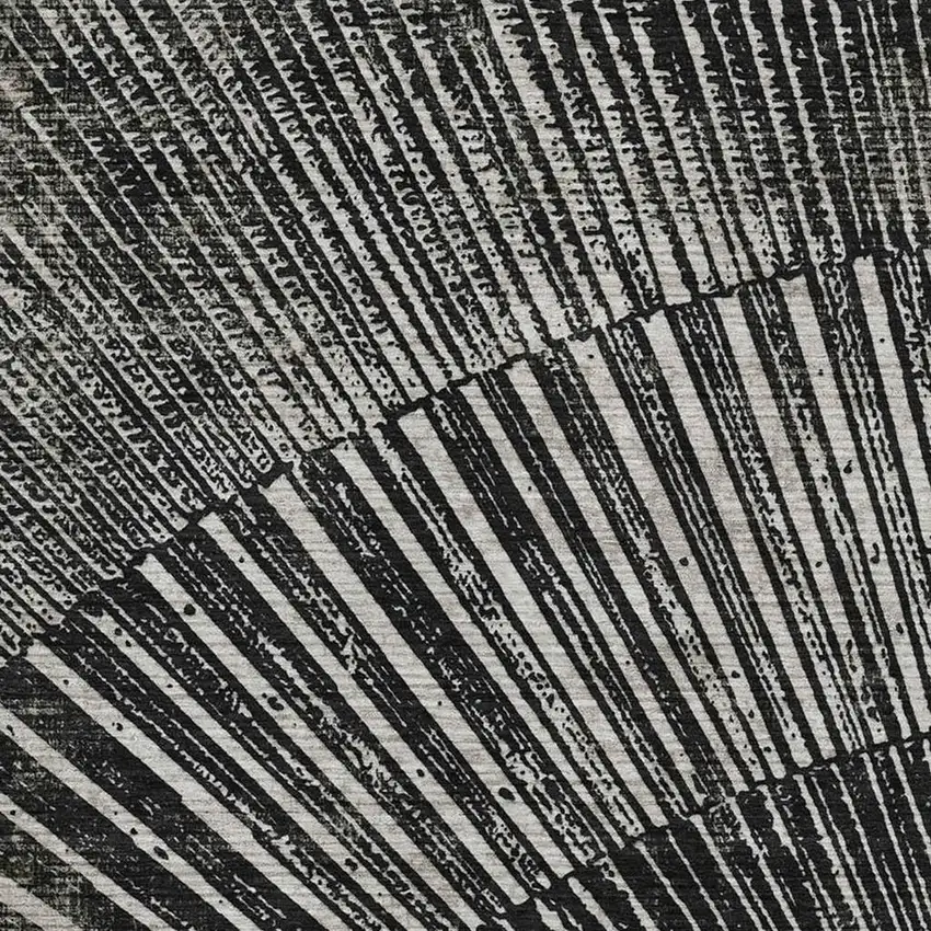 Black And Ivory Geometric Washable Area Rug With UV Protection Photo 3