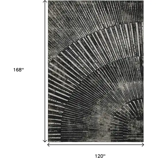 Black And Ivory Geometric Washable Area Rug With UV Protection Photo 3