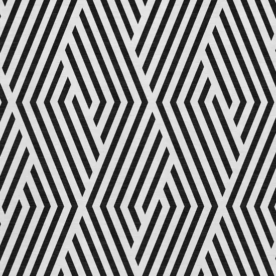 Black And Ivory Geometric Washable Area Rug With UV Protection Photo 4