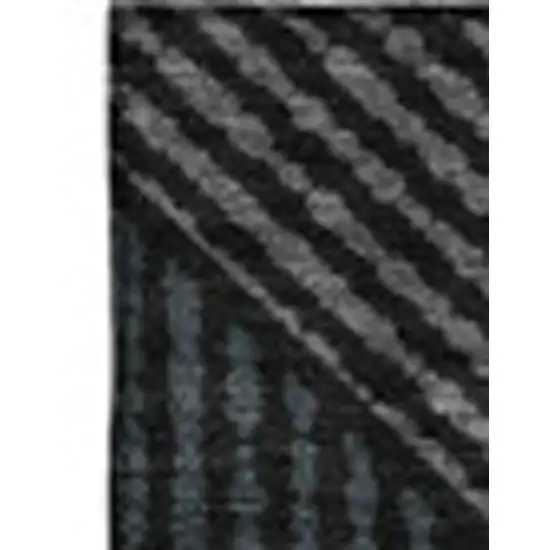 Black And Ivory Geometric Washable Area Rug With UV Protection Photo 3
