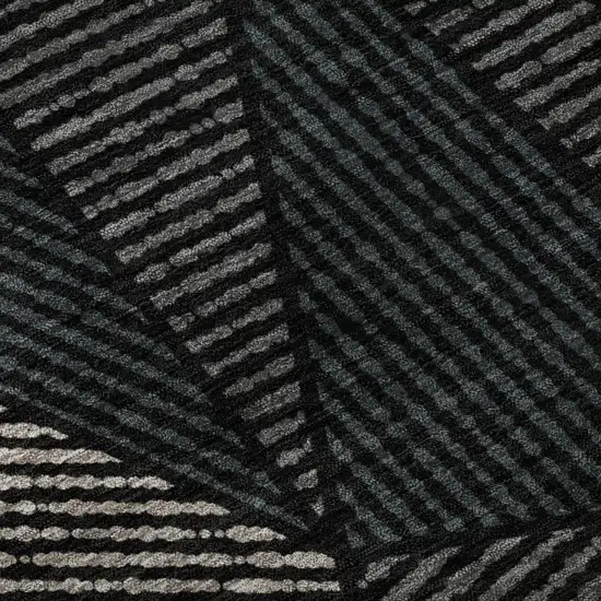 Black And Ivory Geometric Washable Area Rug With UV Protection Photo 9