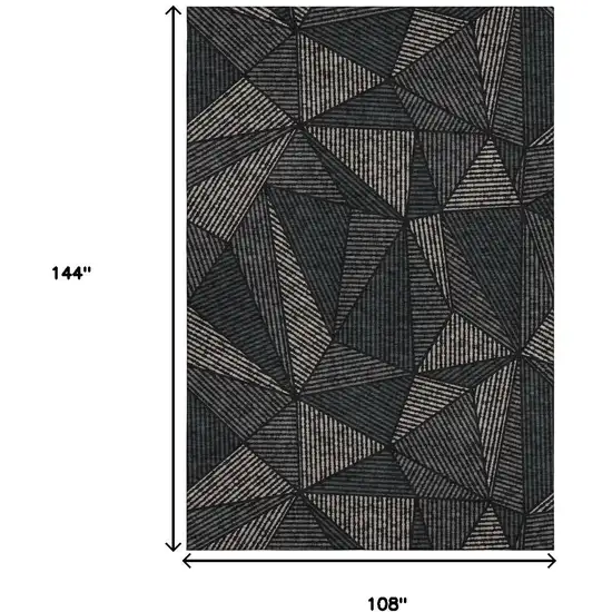 Black And Ivory Geometric Washable Area Rug With UV Protection Photo 3