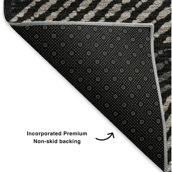 Black And Ivory Geometric Washable Area Rug With UV Protection Photo 5