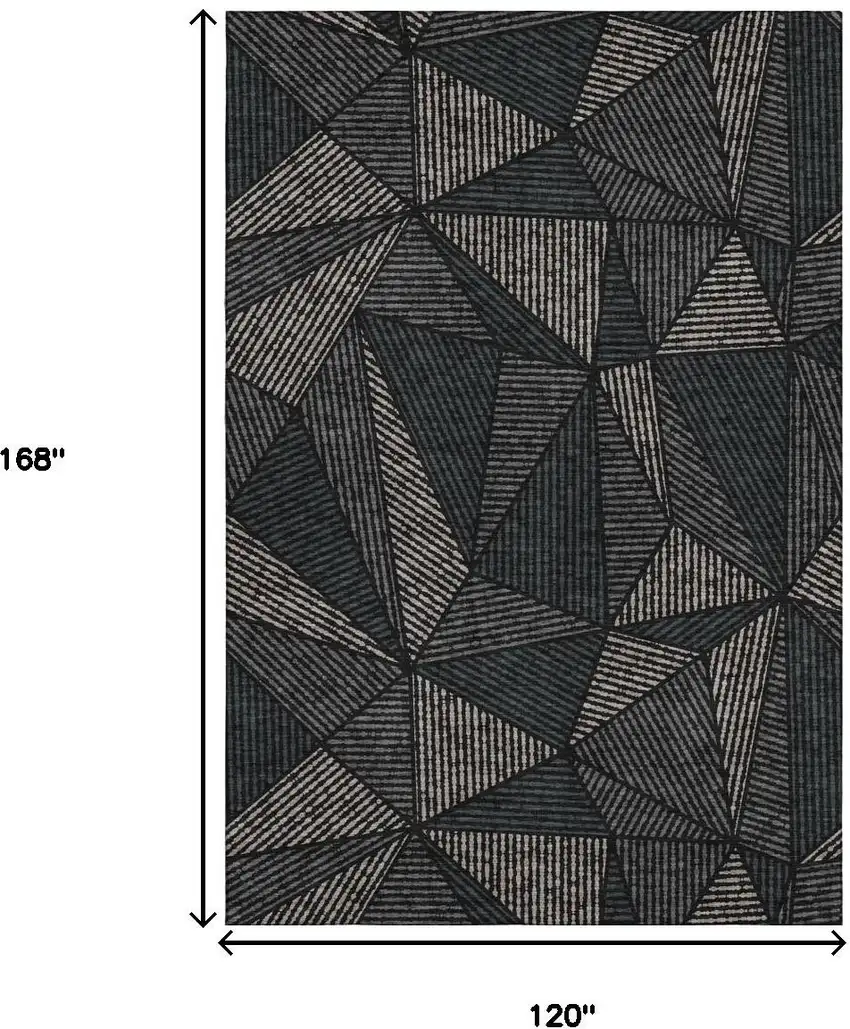 Black And Ivory Geometric Washable Area Rug With UV Protection Photo 9