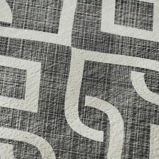 Black And Ivory Geometric Washable Area Rug With UV Protection Photo 8