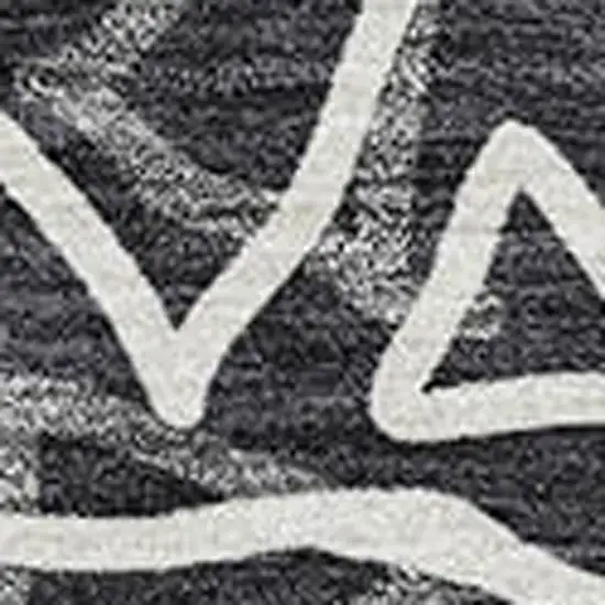 Black And Ivory Geometric Washable Area Rug With UV Protection Photo 3
