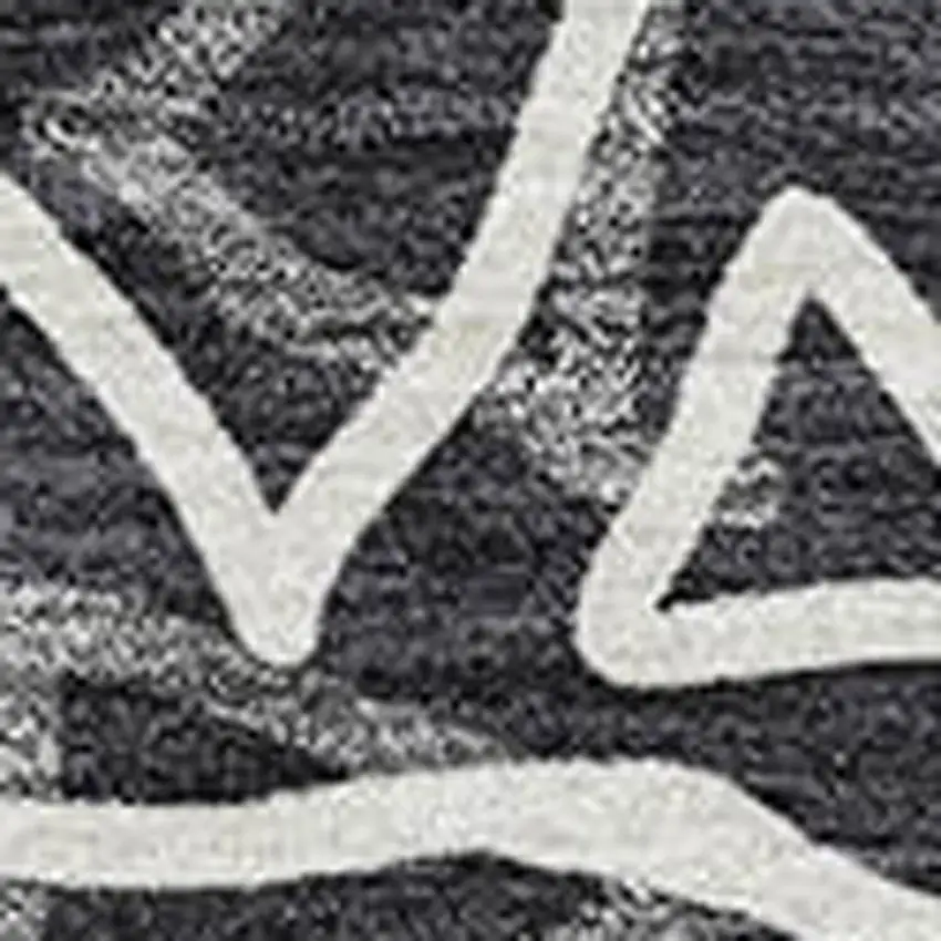 Black And Ivory Geometric Washable Area Rug With UV Protection Photo 3
