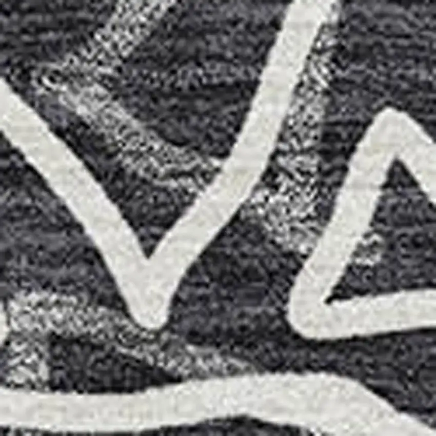 Black And Ivory Geometric Washable Area Rug With UV Protection Photo 3