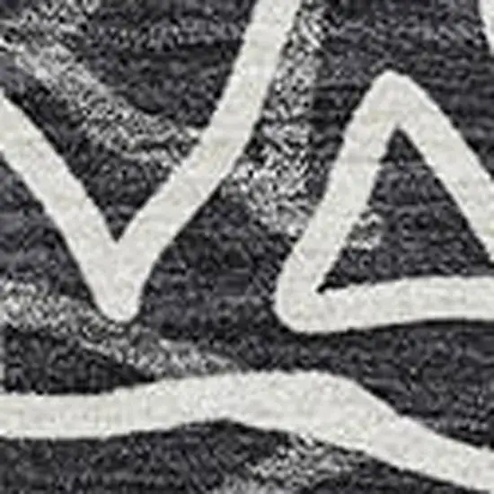 Black And Ivory Geometric Washable Area Rug With UV Protection Photo 3