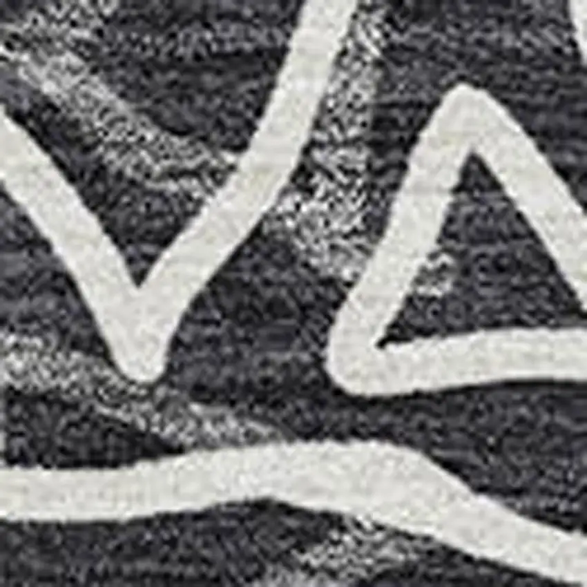 Black And Ivory Geometric Washable Area Rug With UV Protection Photo 3