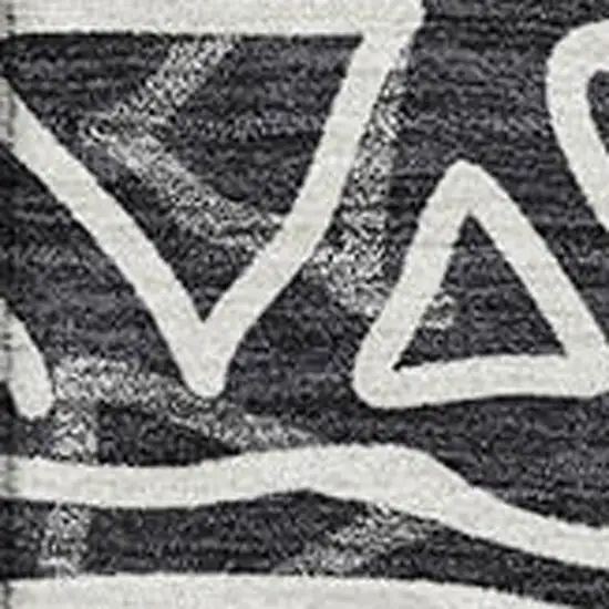 Black And Ivory Geometric Washable Area Rug With UV Protection Photo 4