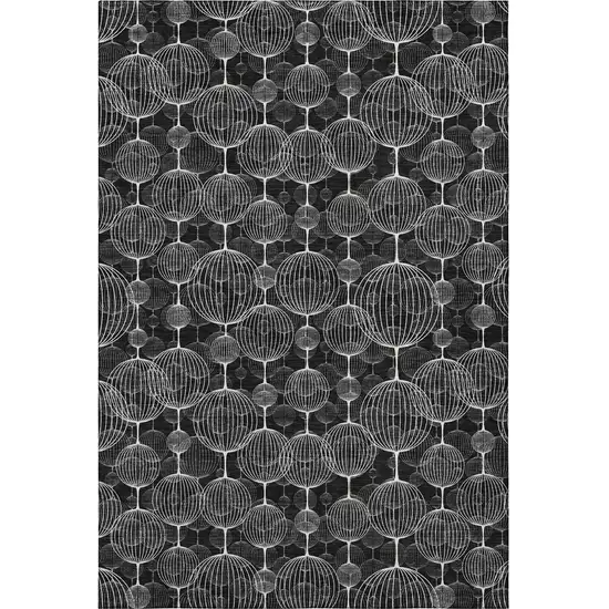 Black And Ivory Geometric Washable Area Rug With UV Protection Photo 4