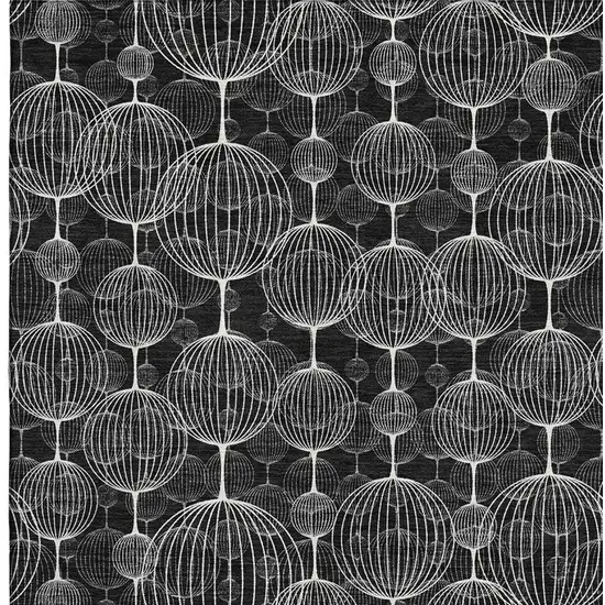 Black And Ivory Geometric Washable Area Rug With UV Protection Photo 3